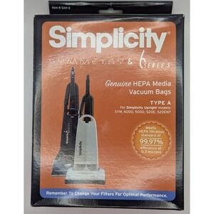 SIMPLICITY Type A HEPA Vacuum Bags 4 Pack Genuine S20 S20E Upright